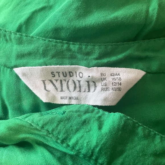 Studio Untold Henley loose fit oversized kelly green long sleeve button up 12/14 - Picture 9 of 10